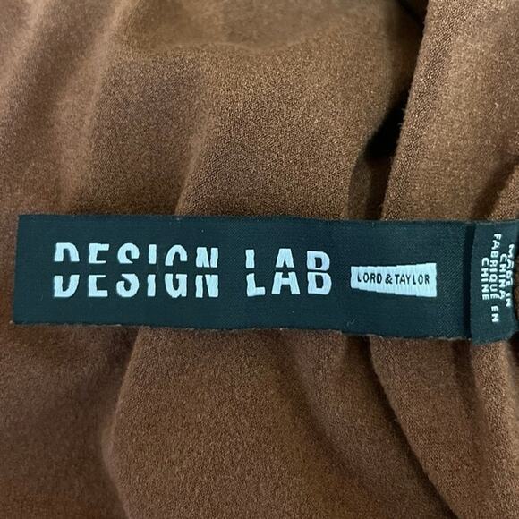 Design Lab Lord & Taylor Brown Suede Ruffle Off the Shoulder Crop Top Blouse M - Picture 3 of 4